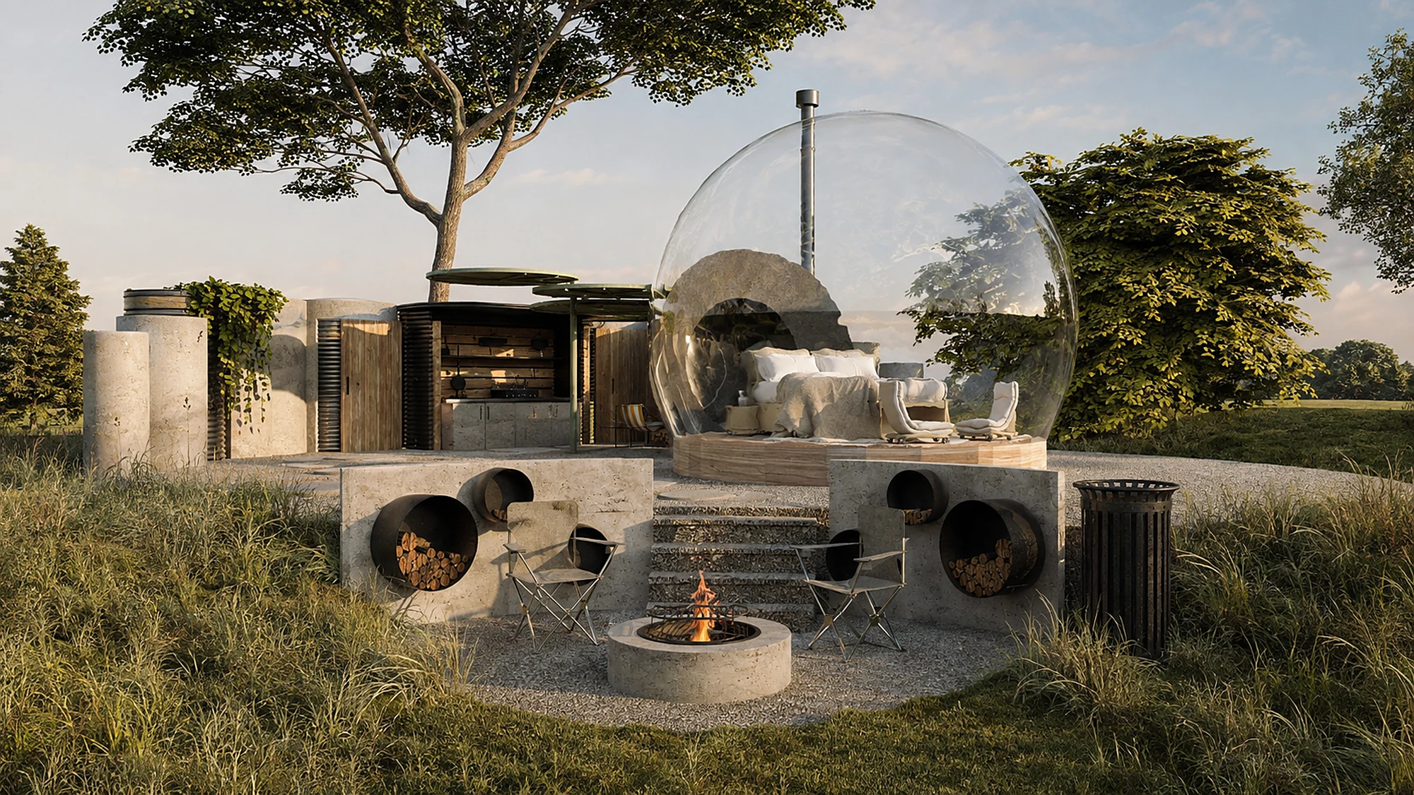 Capertee Valley — render of suite terrace and spa
